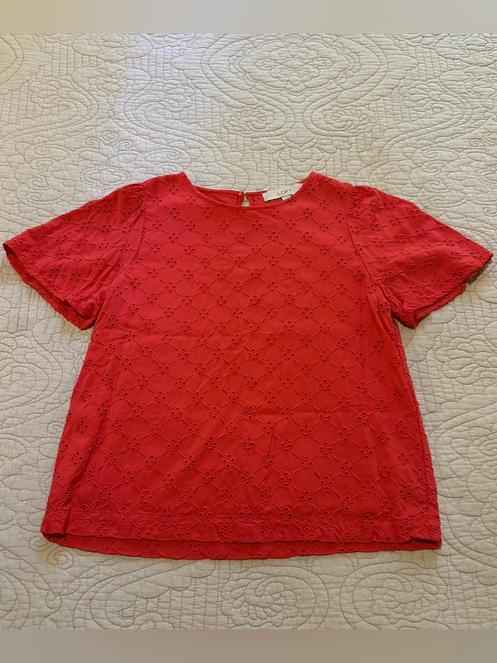 LOFT Embroidered Eyelet Top